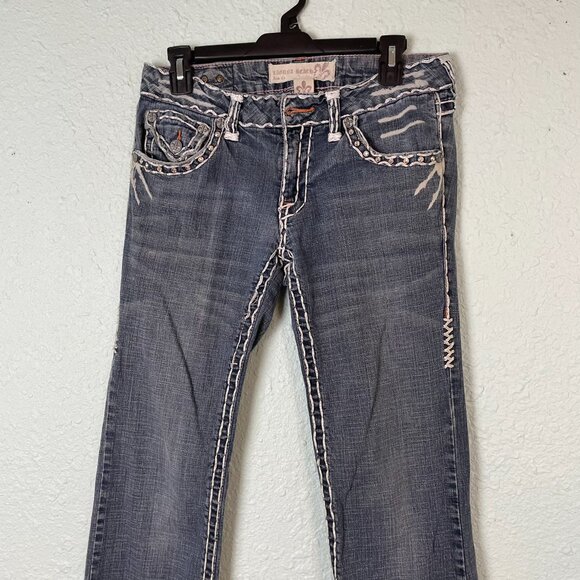 Laguna Beach Women’s Size 29 Bootcut Jeans Fleur-de-Lis Embroidered Rhinestone P - Picture 2 of 15